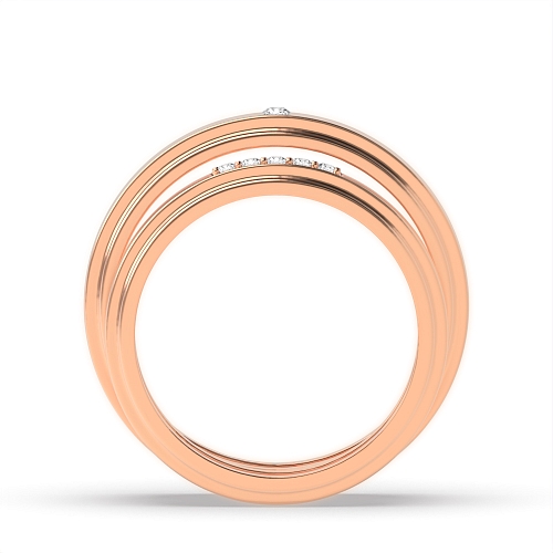 Pave Setting Round Rose Gold Couple band Couples Engagement Rings