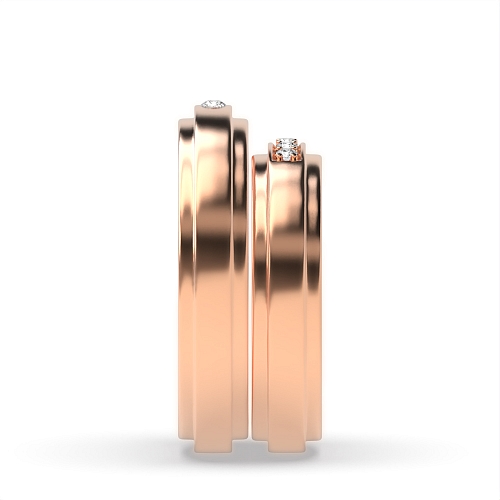 Pave Setting Round Rose Gold Couple band Couples Engagement Rings