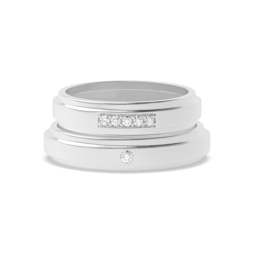 Pave Setting Round Couple band Couples Engagement Rings