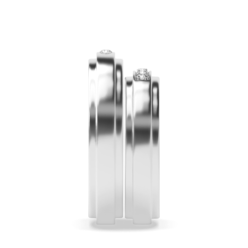 Pave Setting Round Couple band Couples Engagement Rings