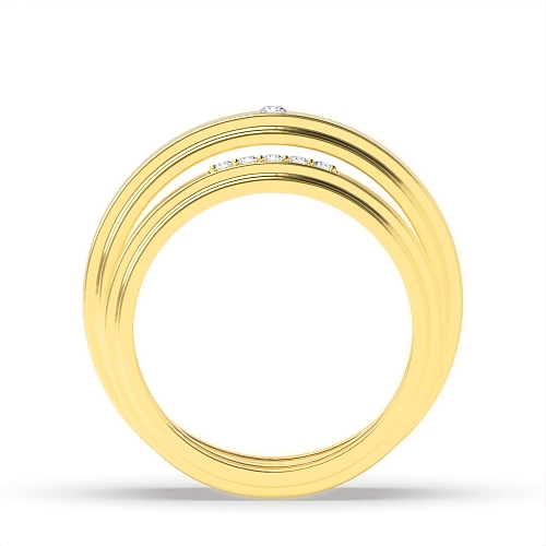 Pave Setting Round Yellow Gold Couple band Couples Engagement Rings
