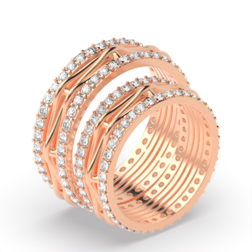 4 Prong Round Rose Gold Eternity Couples Engagement Rings