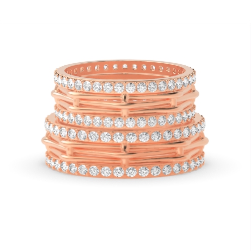 4 Prong Round Rose Gold Eternity Couples Engagement Rings