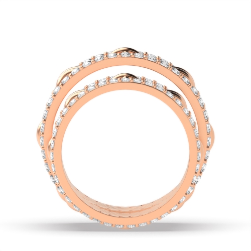 4 Prong Round Rose Gold Eternity Couples Engagement Rings