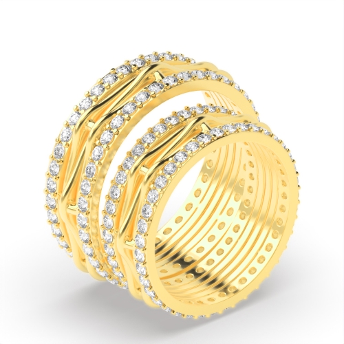 4 Prong Round Yellow Gold Eternity Couples Engagement Rings