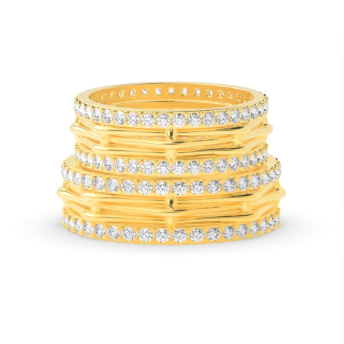 4 Prong Round Yellow Gold Eternity Couples Engagement Rings