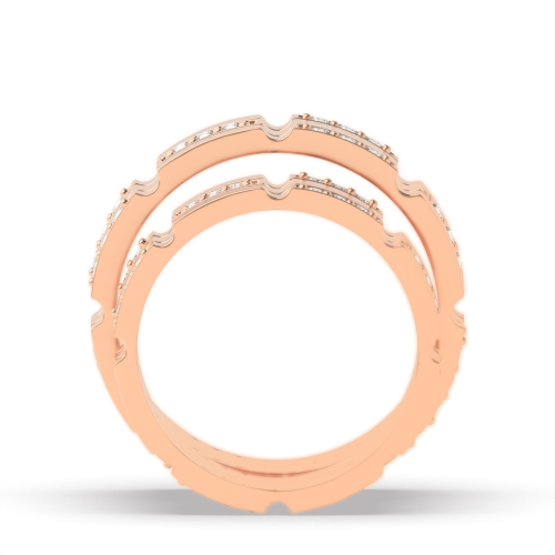 Pave Setting Round Rose Gold Block Couples Engagement Rings