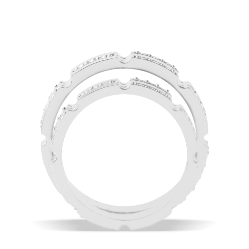 Pave Setting Round Block Couples Engagement Rings