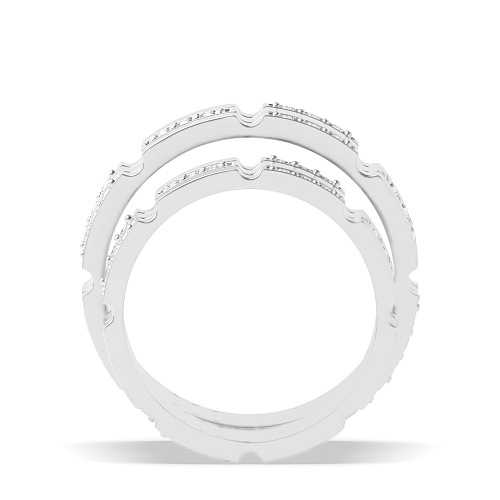 Pave Setting Round Block Naturally Mined Diamond Engagement Rings