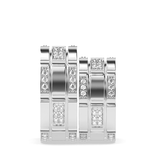 Pave Setting Round Block Naturally Mined Diamond Engagement Rings