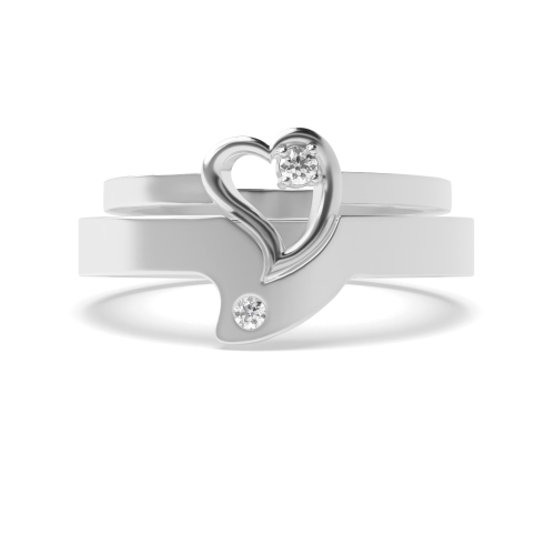 4 Prong Round Unique matching band Couples Engagement Rings