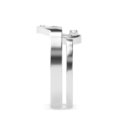 4 Prong Round Unique matching band Couples Engagement Rings