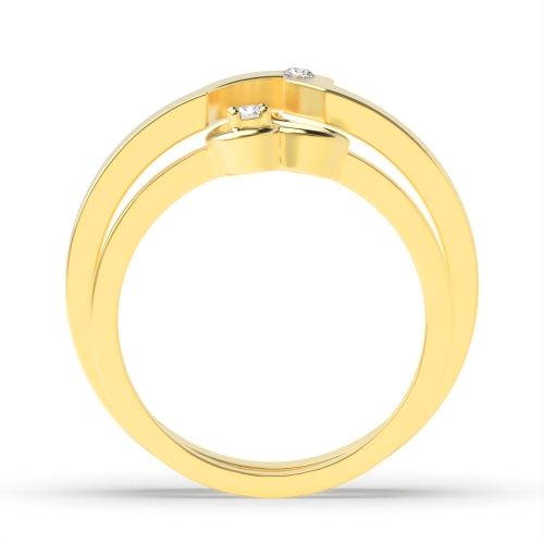 4 Prong Round Yellow Gold Unique matching band Couples Engagement Rings