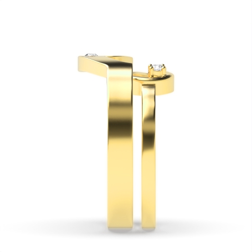 4 Prong Round Yellow Gold Unique matching band Couples Engagement Rings