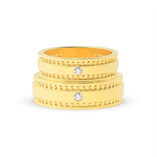 Flush Setting Round Yellow Gold Wedding Diamond Ring