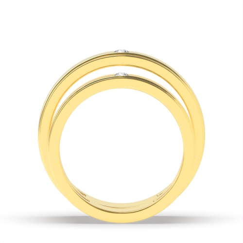 Flush Setting Round Yellow Gold Wedding Diamond Ring