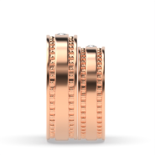 Flush Setting Round Rose Gold Eternalwhisper Couples Engagement Rings