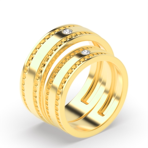Flush Setting Round Yellow Gold Eternalwhisper Couples Engagement Rings