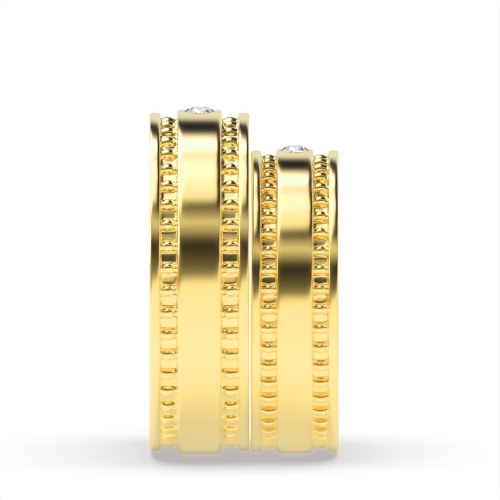 Flush Setting Round Yellow Gold Eternalwhisper Couples Engagement Rings