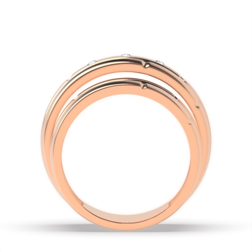 Pave Setting Round Rose Gold Gemstone Couples Engagement Rings