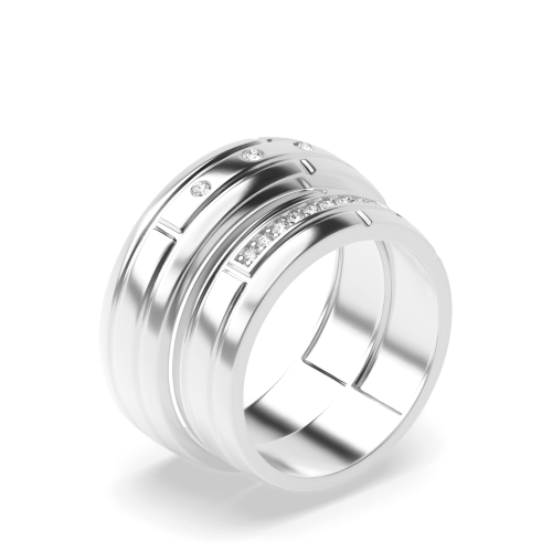 Pave Setting Round Gemstone Couples Engagement Rings