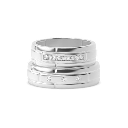 Pave Setting Round Gemstone Couples Engagement Rings