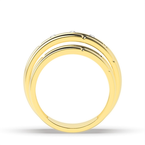 Pave Setting Round Yellow Gold Gemstone Couples Engagement Rings