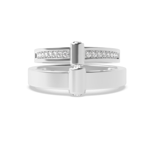 Pave Setting Round Nuptial twilight Naturally Mined Diamond Engagement Rings