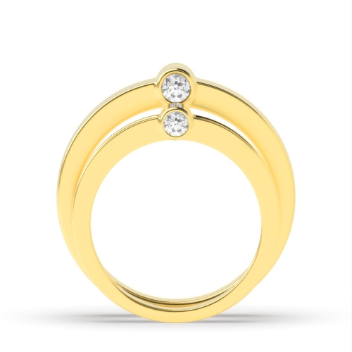 Pave Setting Round Yellow Gold Nuptial twilight Couples Engagement Rings