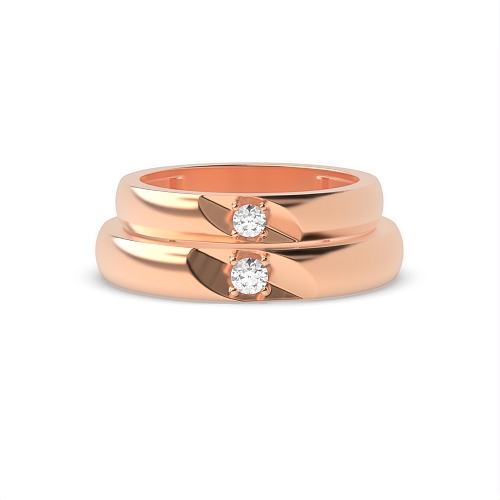 4 Prong Round Rose Gold Treasure Couples Engagement Rings