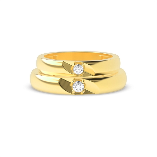 4 Prong Round Yellow Gold Treasure Couples Engagement Rings