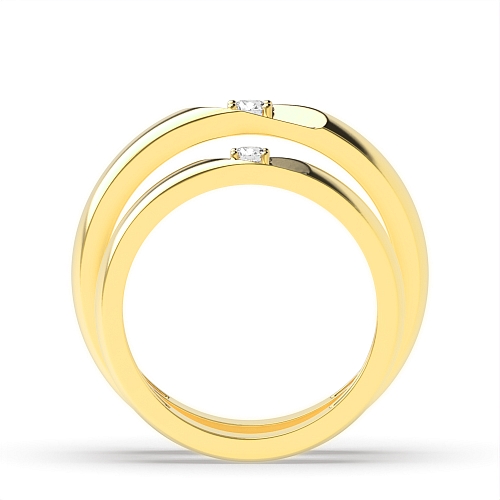 4 Prong Round Yellow Gold Treasure Couples Engagement Rings