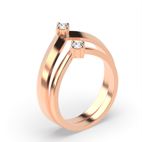 4 Prong Round Rose Gold Crown matching band Couples Engagement Rings
