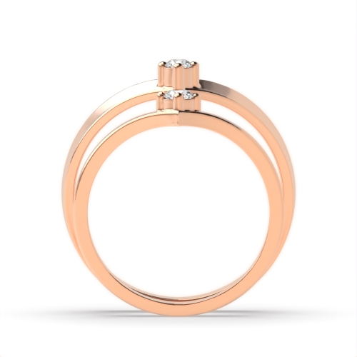 4 Prong Round Rose Gold Crown matching band Couples Engagement Rings