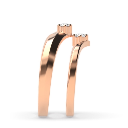 4 Prong Round Rose Gold Crown matching band Couples Engagement Rings
