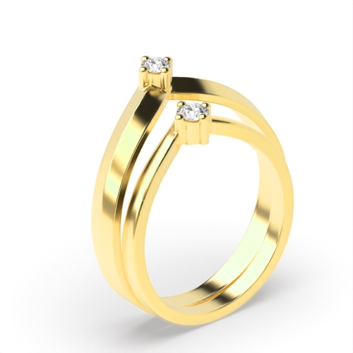 4 Prong Round Yellow Gold Crown matching band Couples Engagement Rings