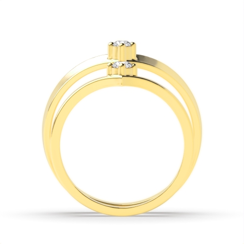 4 Prong Round Yellow Gold Crown matching band Couples Engagement Rings