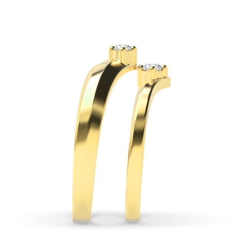 4 Prong Round Yellow Gold Crown matching band Couples Engagement Rings