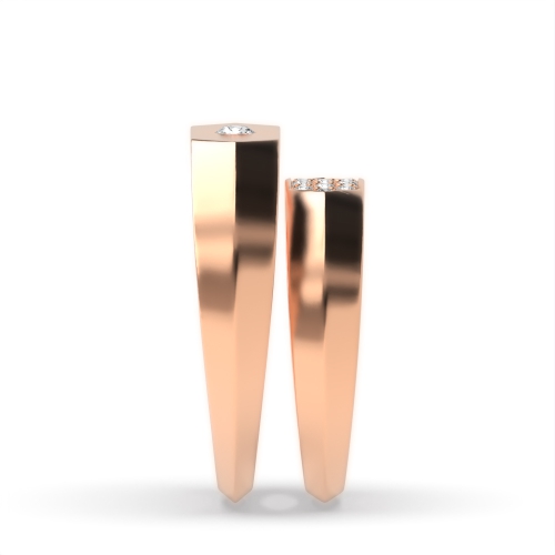 Flush Setting Round Rose Gold Unique Couples Engagement Rings