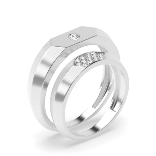Flush Setting Round Unique Naturally Mined Diamond Engagement Rings