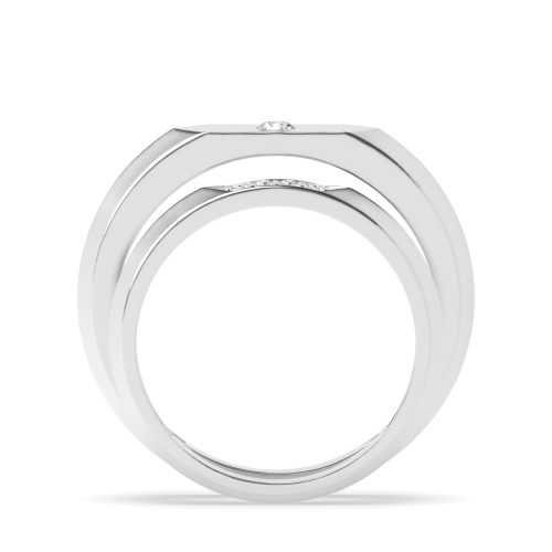 Flush Setting Round Unique Naturally Mined Diamond Engagement Rings