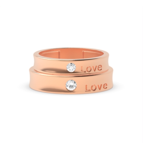 Bezel Setting Round Rose Gold Twinkle Couples Engagement Rings