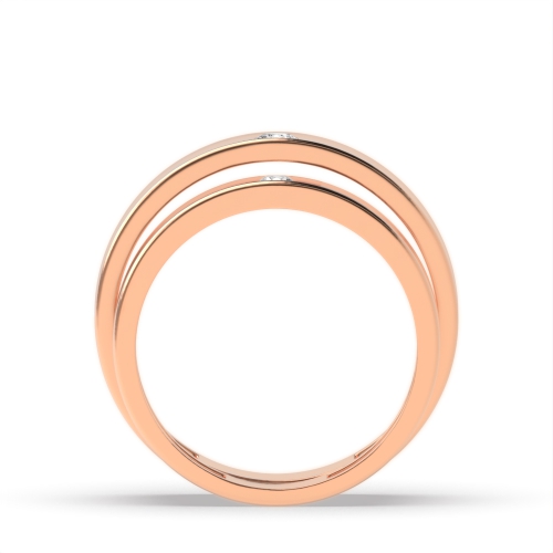 Bezel Setting Round Rose Gold Twinkle Couples Engagement Rings