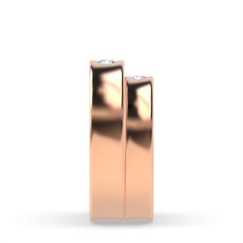Bezel Setting Round Rose Gold Twinkle Couples Engagement Rings