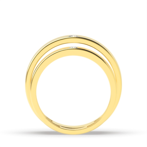 Bezel Setting Round Yellow Gold Twinkle Couples Engagement Rings