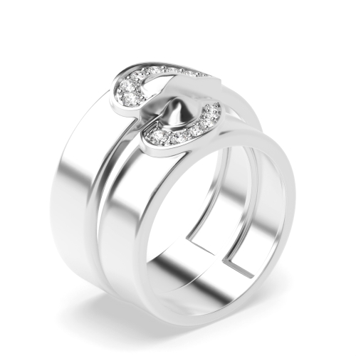 Pave Setting Round Shape Diamond Matching Band Ring | Abelini 