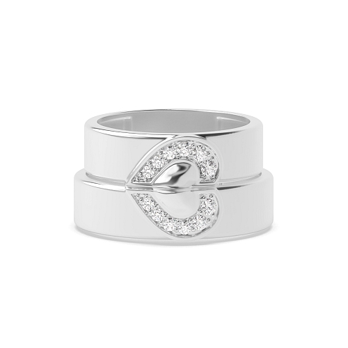Pave Setting Round Matching band heart shaped Naturally Mined Diamond Engagement Rings