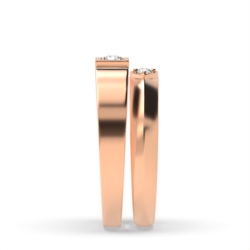 4 Prong Round Rose Gold Couple band heart Couples Engagement Rings