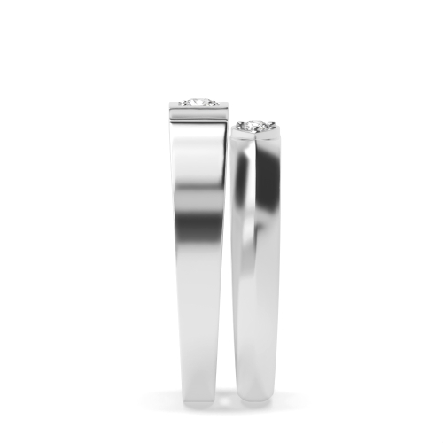4 Prong Round Couple band heart Naturally Mined Diamond Engagement Rings