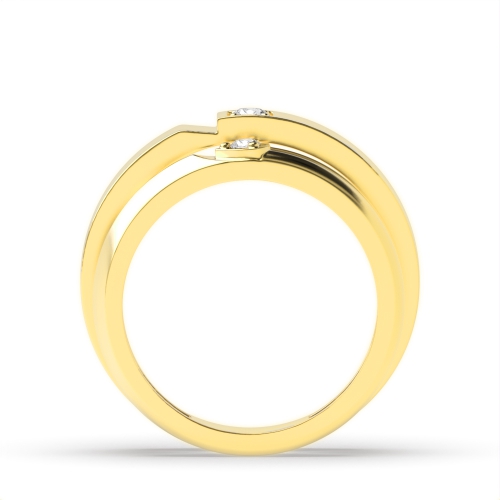 4 Prong Round Yellow Gold Couple band heart Couples Engagement Rings